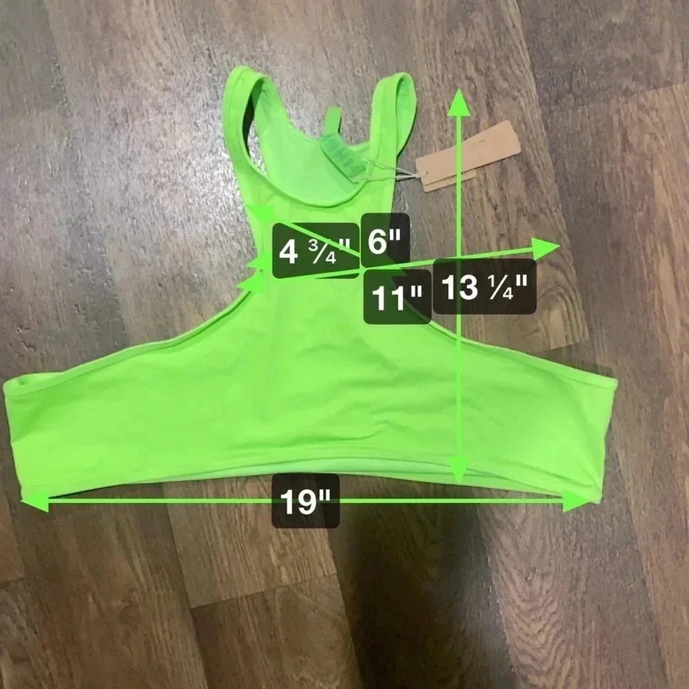 SKIMS 3 piece swim set Skirt Racerback top long sleeve top Neon Green Size 4X